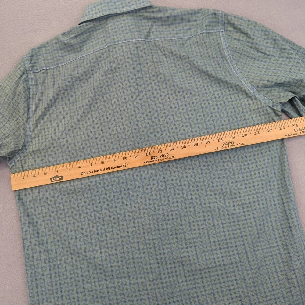 Stafford Shirt Mens 16.5 Fitted‎ Blue Green Plaid Long Sleeve Performance Dress - Picture 8 of 10